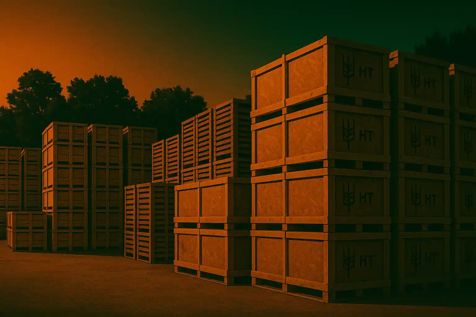 Custom wooden crates being loaded for export