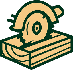 Circular saw cutting lumber icon