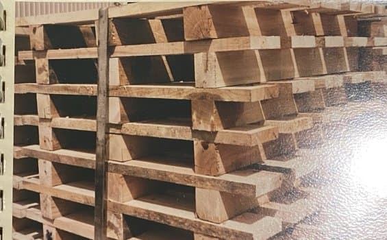 Hardwood pallets stacked for shipment