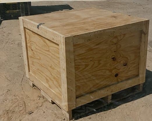 Plywood crate on a skid base