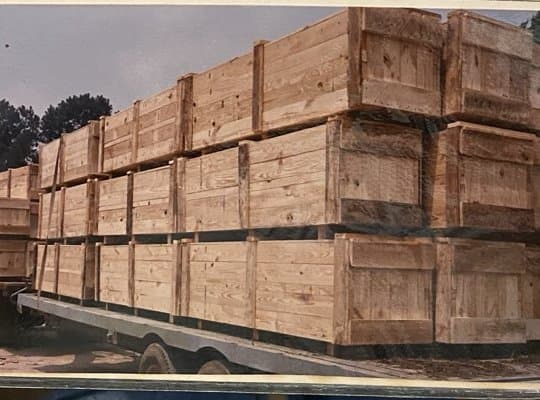 Bulk bins loaded on a trailer