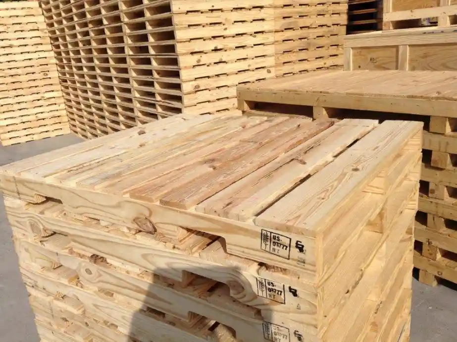 Stacks of custom wooden pallets